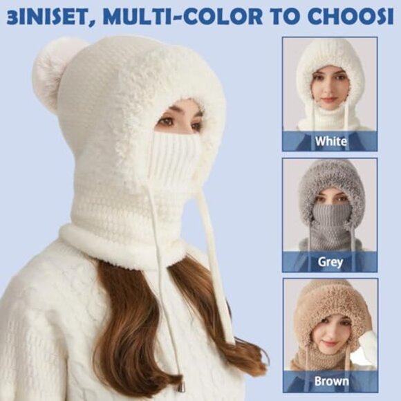 3-in-1 Winter Balaclava Beanie Face Mask Neck Gaiter Wind-Resistant Fleece Lined main image 7